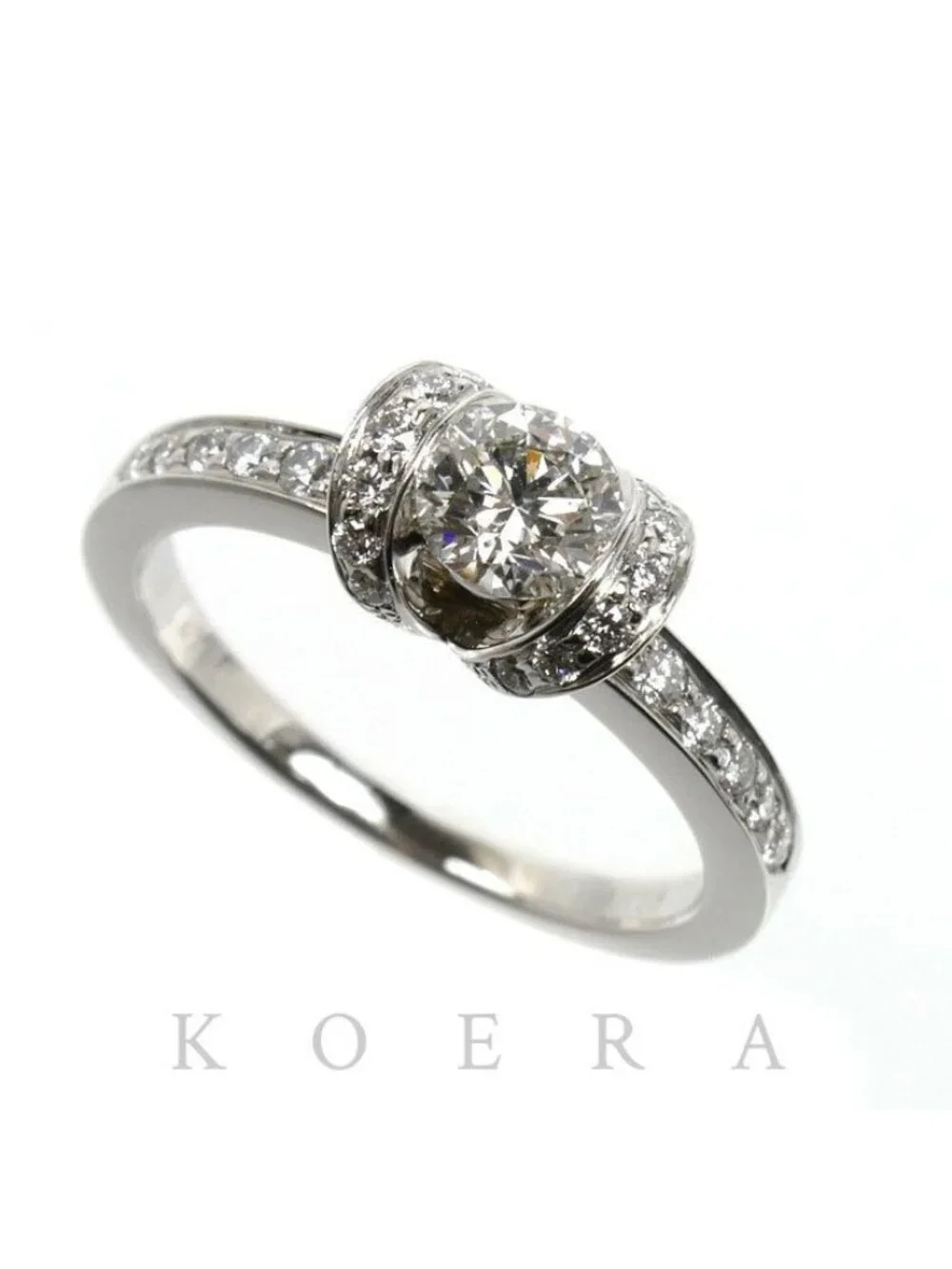 Tiffany & Co Platinum Ribbon Engagement Ring Diamond Vintage